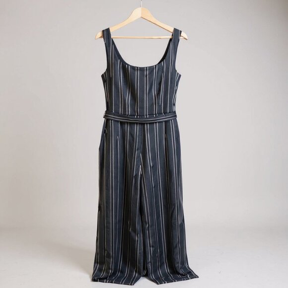 Nanette Lepore Metallic Pinstripe Wide-Leg Jumpsuit Black Size 6 (31" Inseam) - Picture 15 of 15